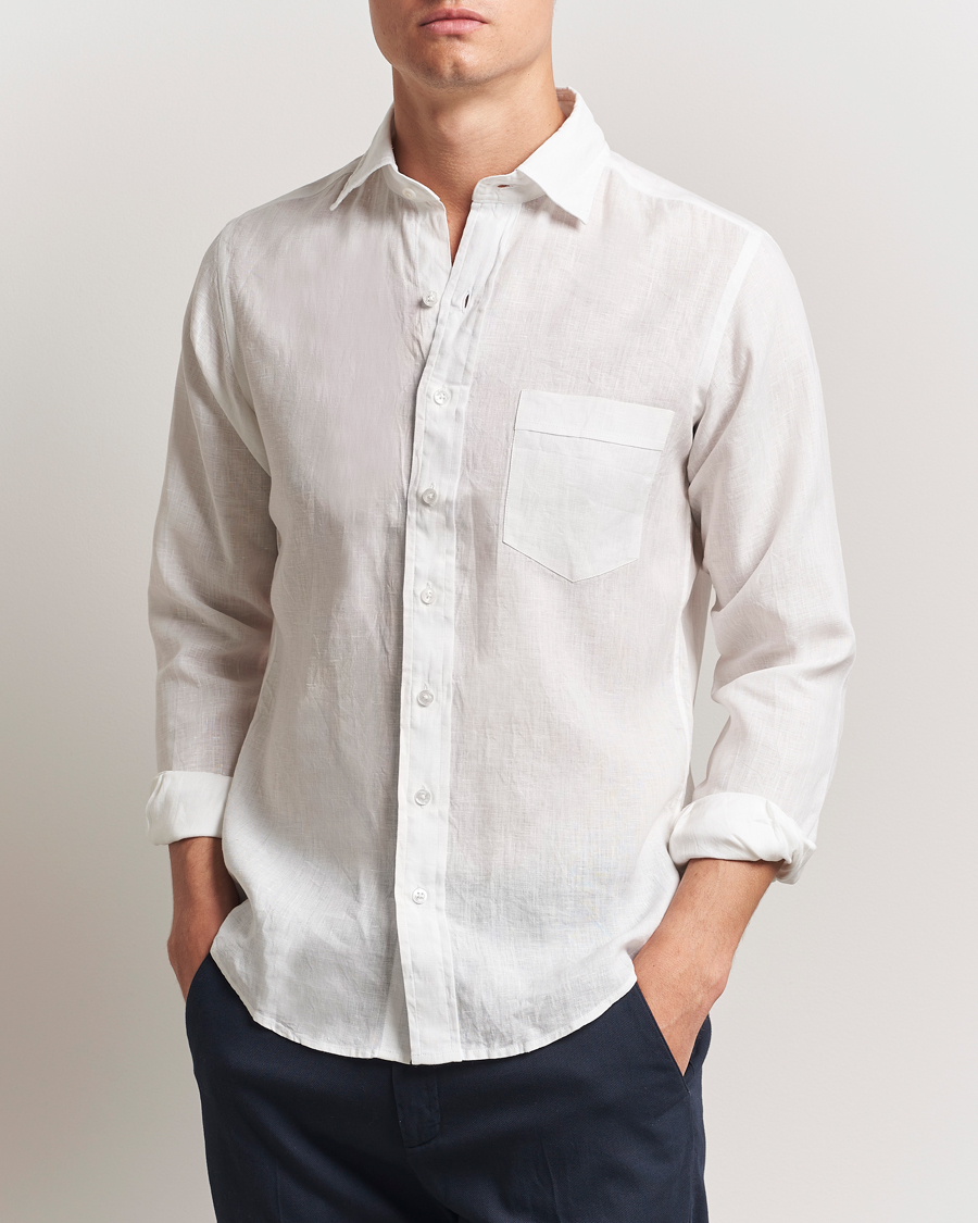 Hombres | Camisas | Drake's | Linen Summer Shirt Ecru