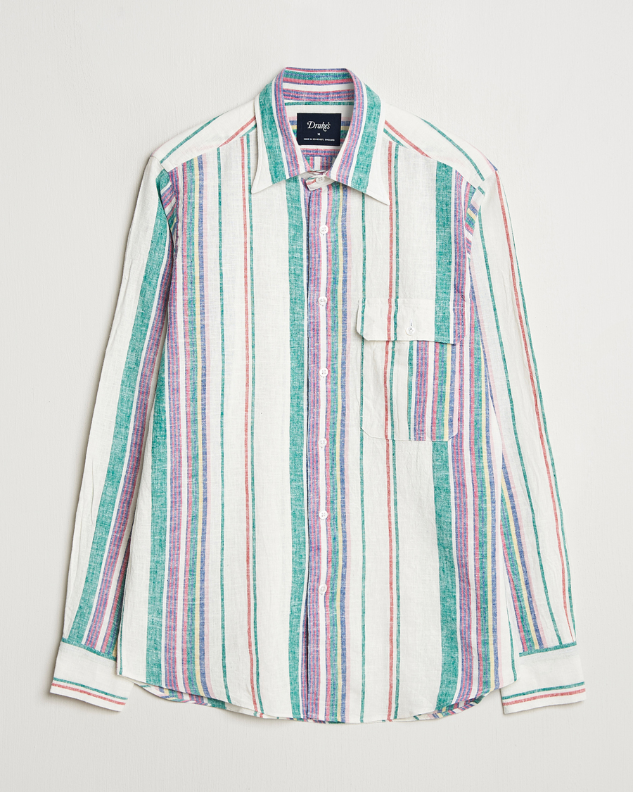 Hombres | Camisas | Drake's | Striped Linen/Cotton Summer Shirt Multi