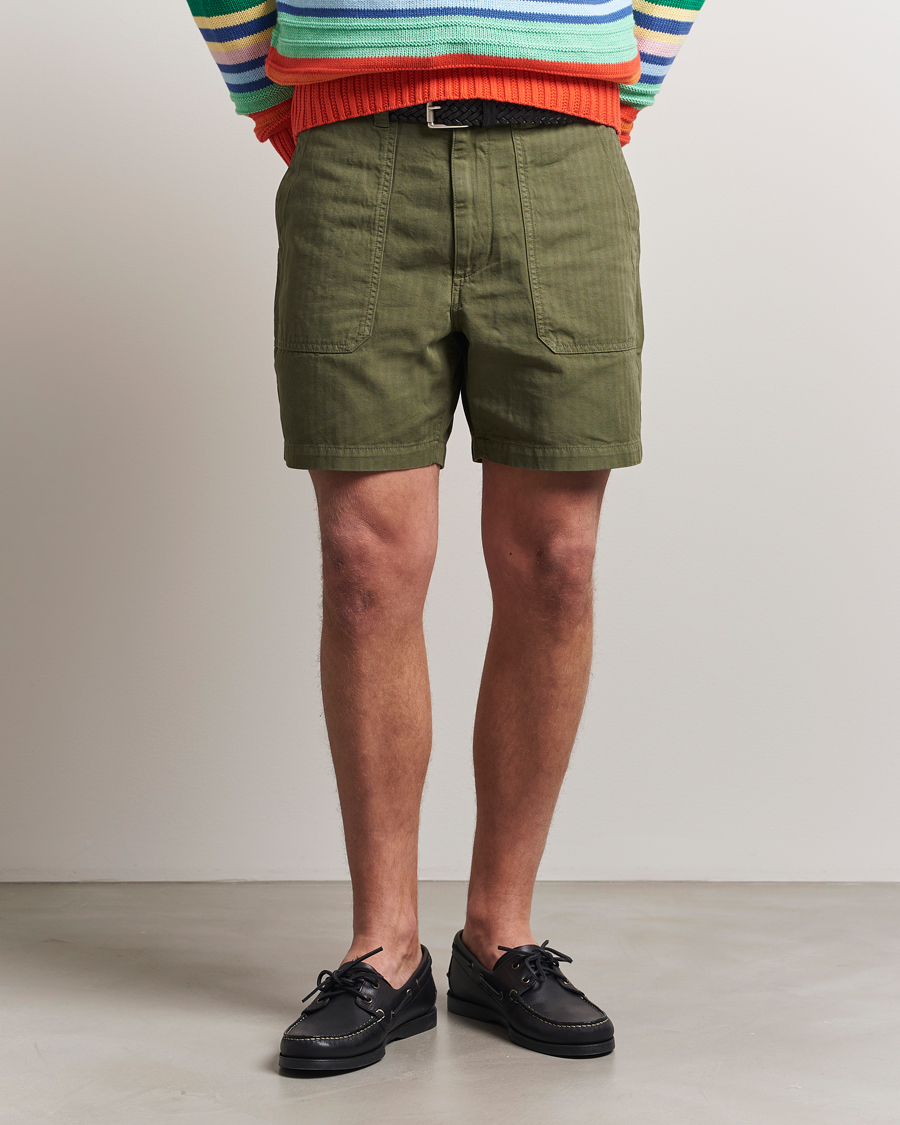 Hombres | Pantalones cortos | Drake's | Fatigue Cotton Shorts Olive