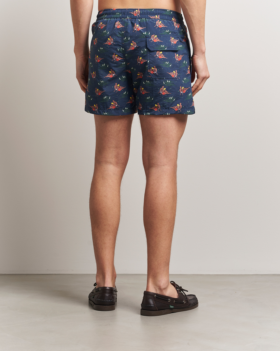 Hombres | Bañadores | Drake's | Bathers Print Drawstring Swimshorts Navy
