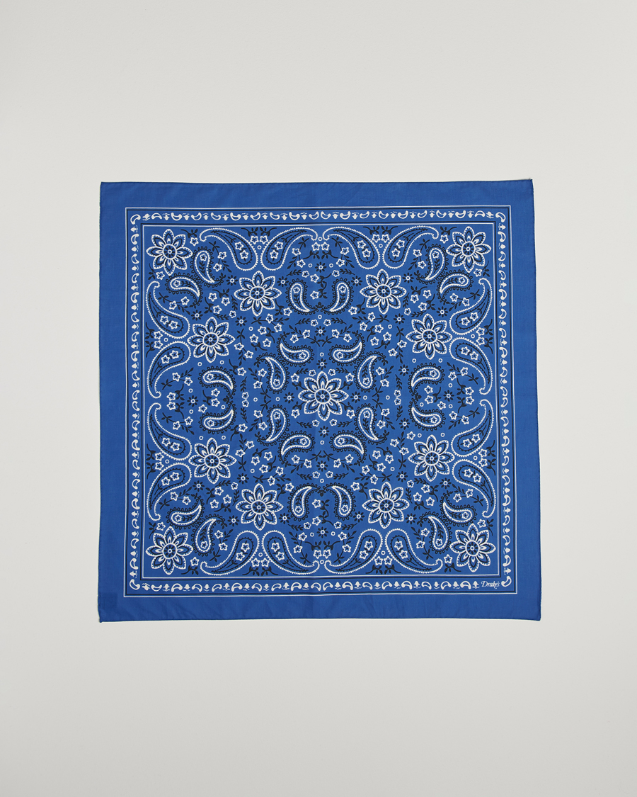 Hombres | Drake's Classic Paisley Bandana Blue | Drake's | Classic Paisley Bandana Blue