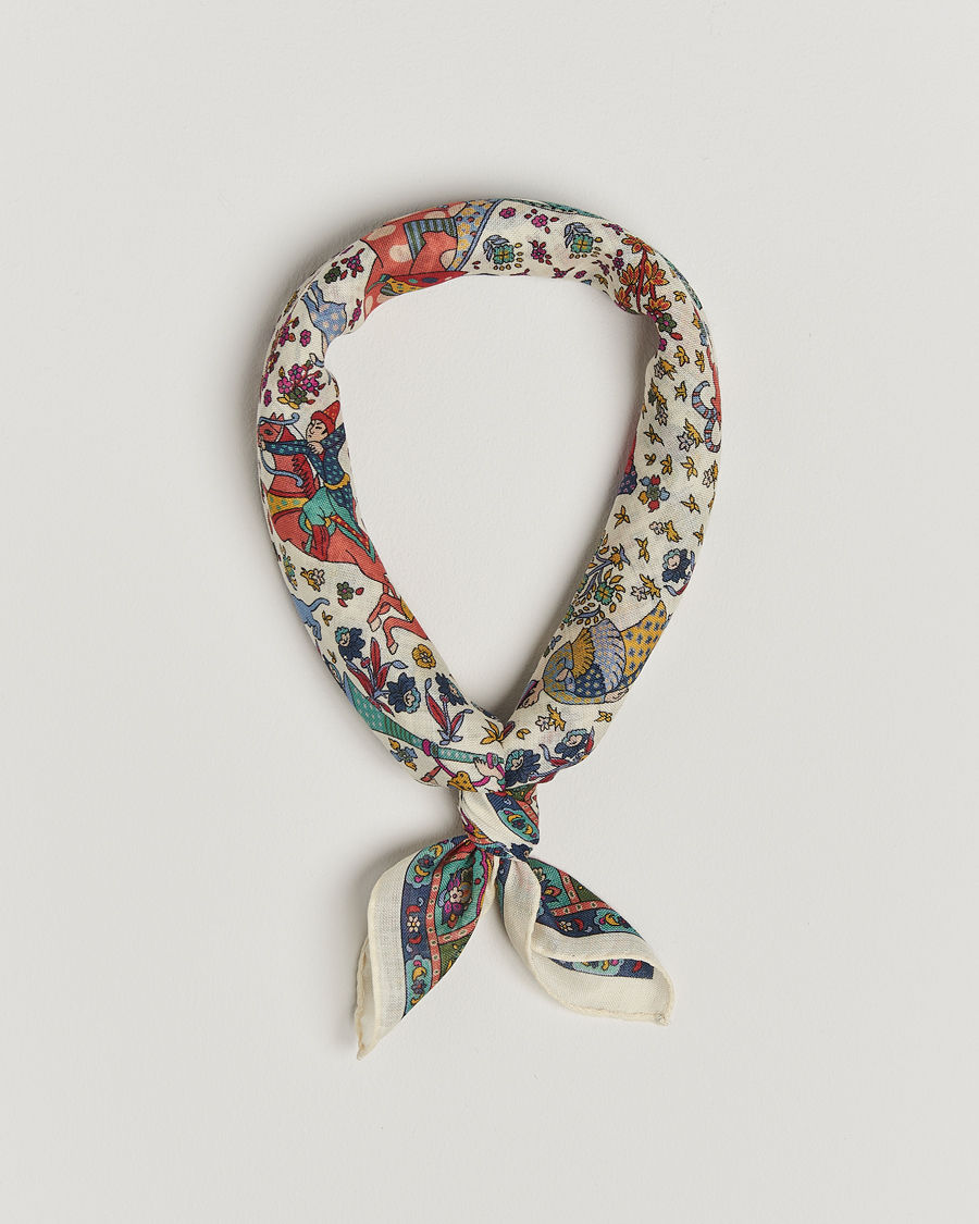 Hombres | Drake's Floral Moghul Bandana Ecru/Navy/Magenta | Drake's | Floral Moghul Bandana Ecru/Navy/Magenta