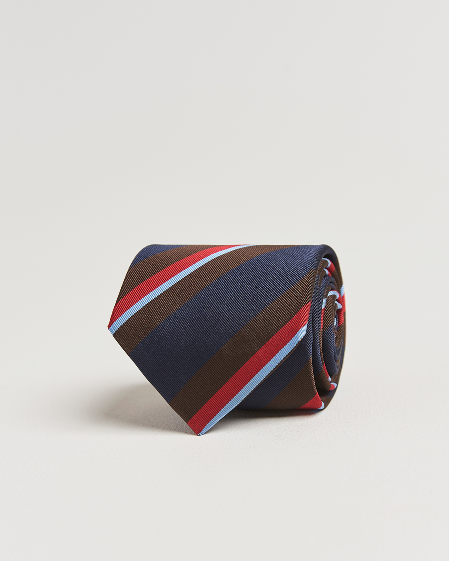 Hombres | Drake's Mogador Stripe Tie Navy | Drake's | Mogador Stripe Tie Navy