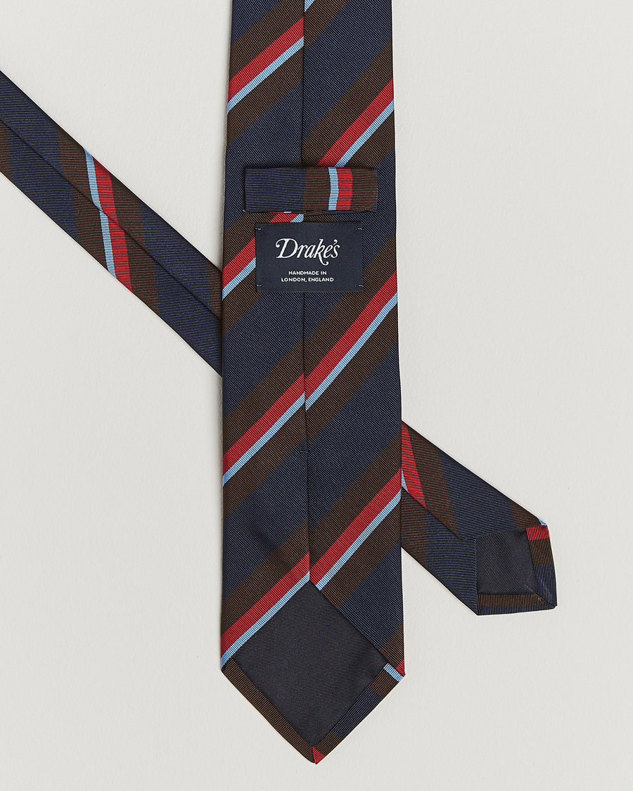 Hombres | Drake's Mogador Stripe Tie Navy | Drake's | Mogador Stripe Tie Navy