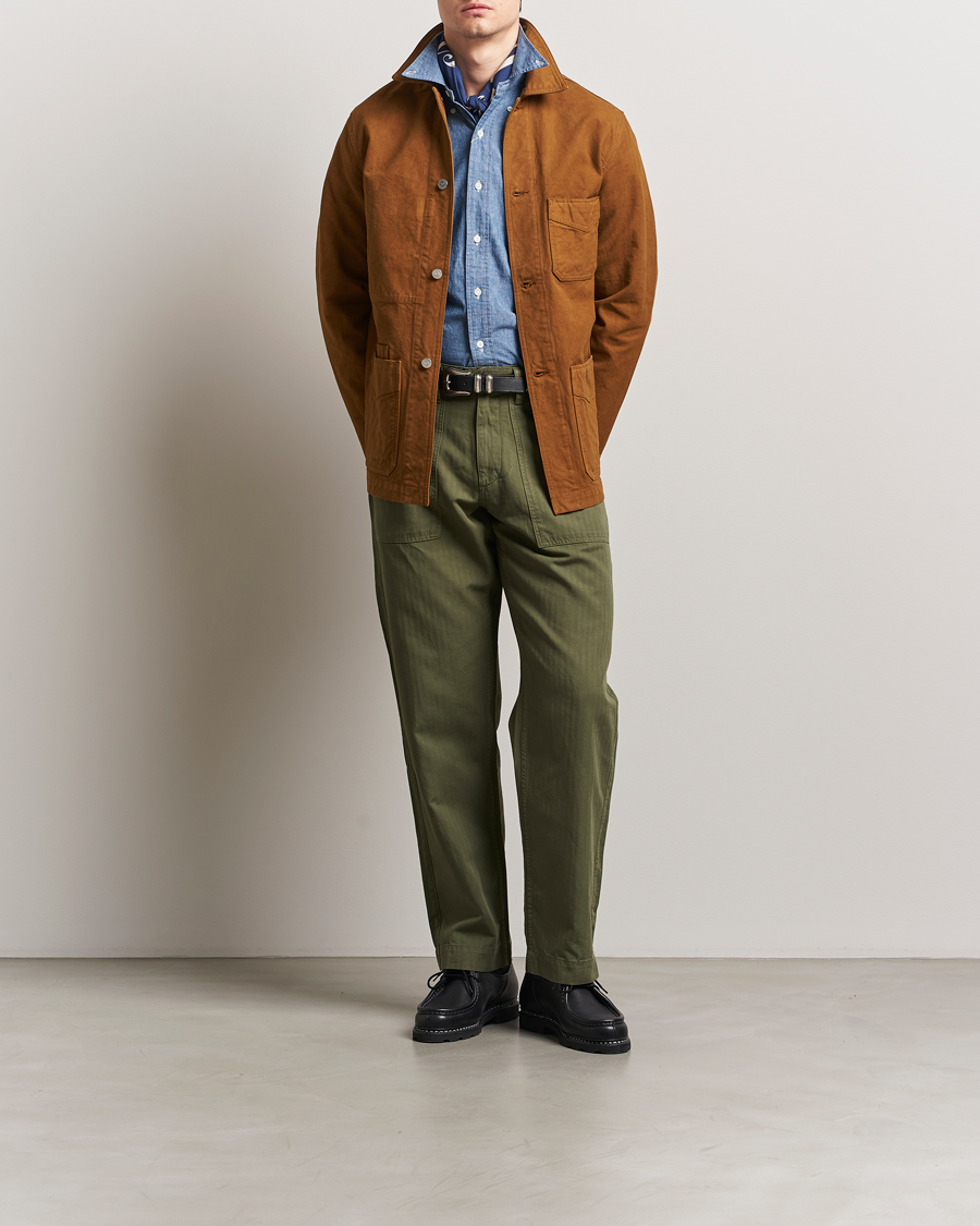 Hombres | Pantalones | Drake's | Fatigue Cotton Trousers Olive
