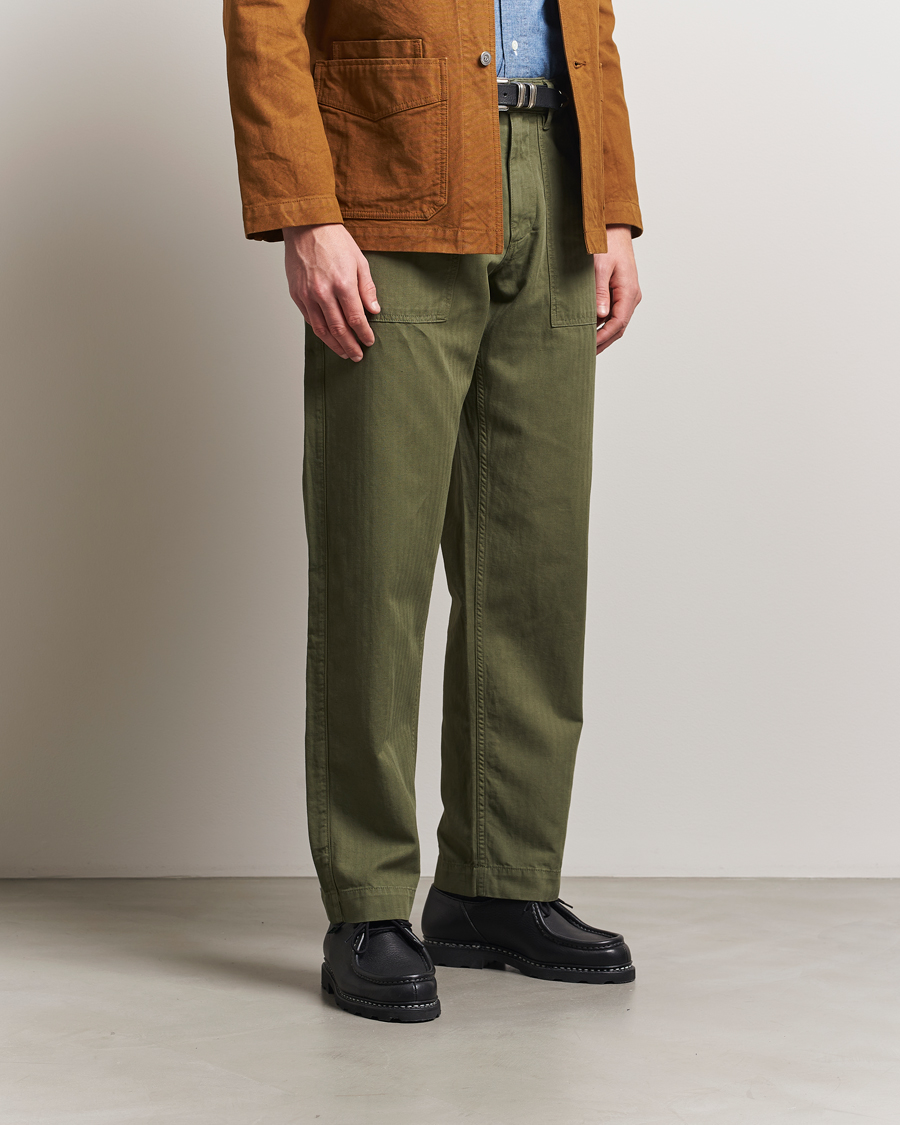 Hombres | Pantalones | Drake's | Fatigue Cotton Trousers Olive