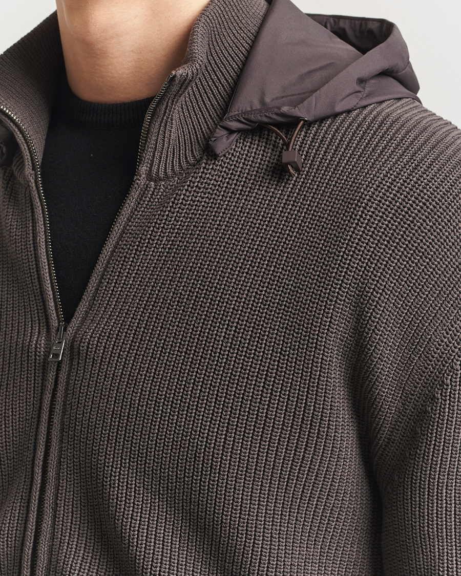 Hombres | Abrigos y chaquetas | Herno | Cotton Knit Hybrid Jacket Brown