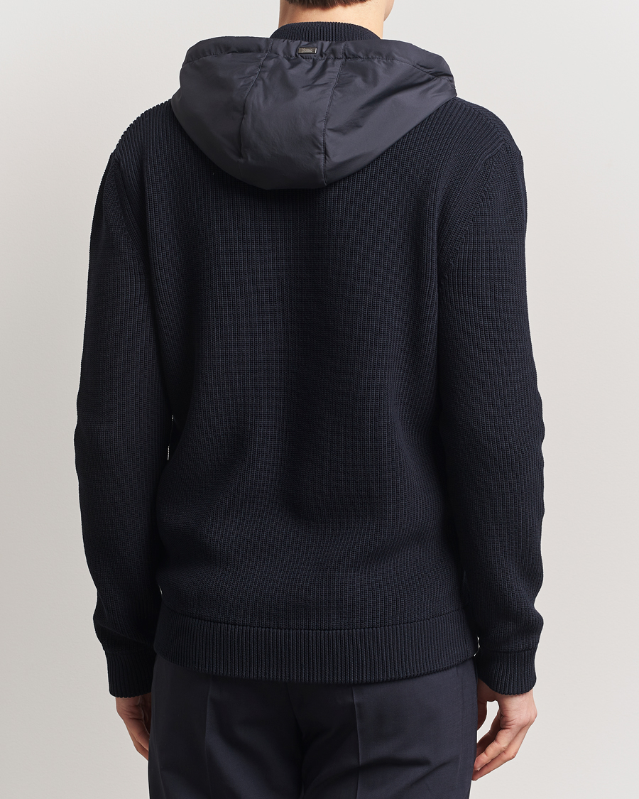 Hombres | Abrigos y chaquetas | Herno | Cotton Knit Hybrid Jacket Navy
