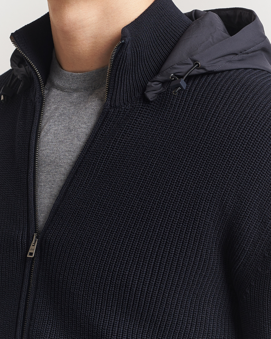 Hombres | Abrigos y chaquetas | Herno | Cotton Knit Hybrid Jacket Navy