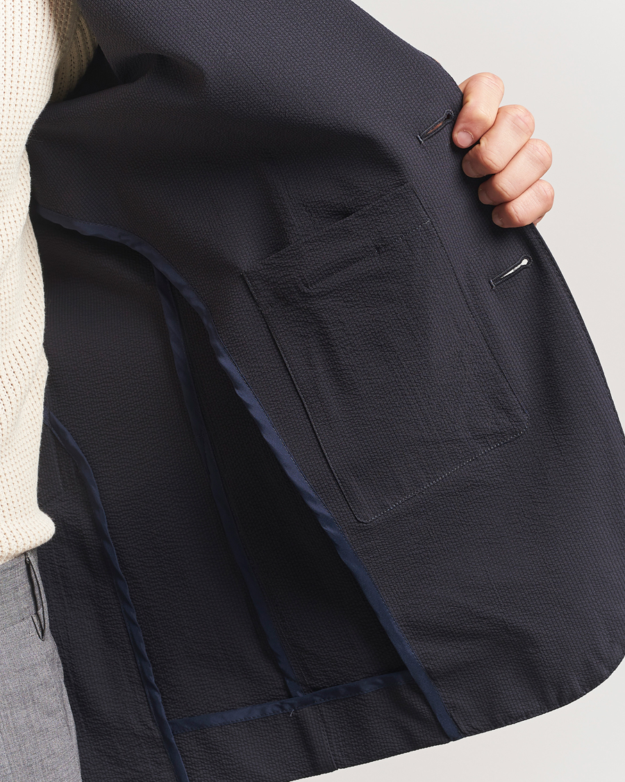 Hombres | Blazers | Herno | Seersucker Blazer Navy