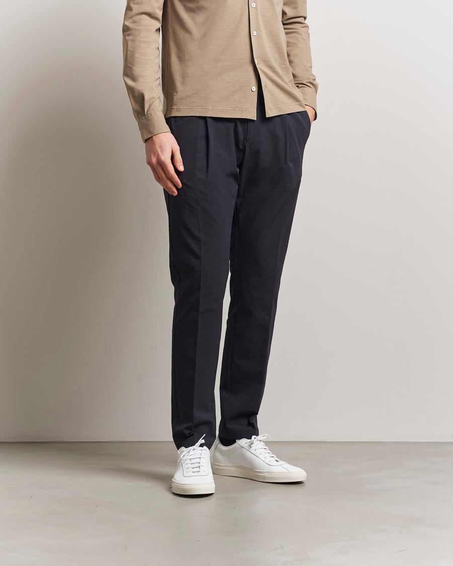 Hombres | Pantalones | Herno | Seersucker Drawstring Pants Navy