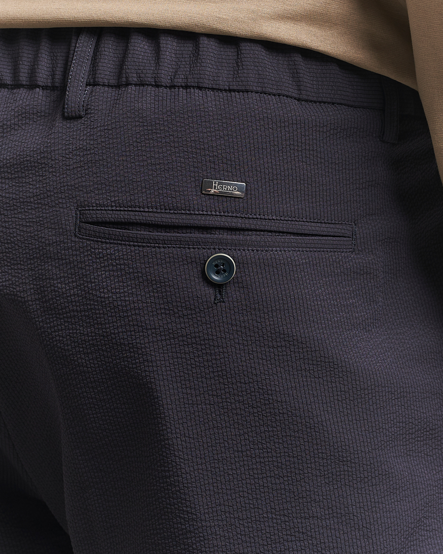 Hombres | Pantalones | Herno | Seersucker Drawstring Pants Navy
