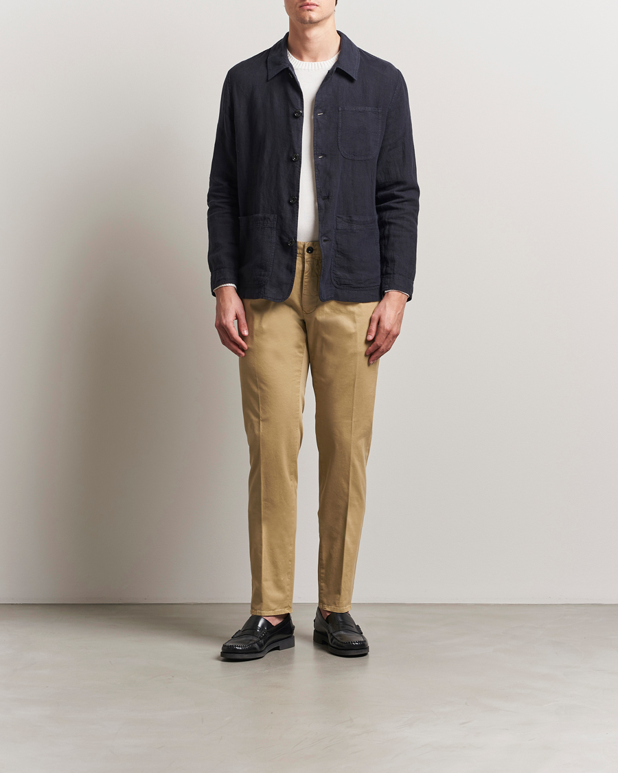 Hombres | Pantalones | Incotex | Slim Fit Garment Dyed Slacks Beige