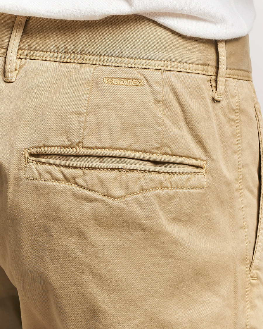 Hombres | Pantalones | Incotex | Slim Fit Garment Dyed Slacks Beige