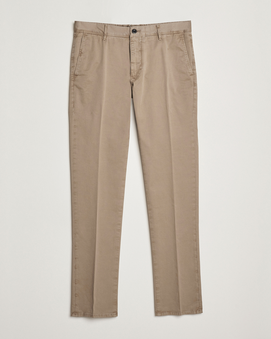 Hombres | Pantalones | Incotex | Slim Fit Garment Dyed Slacks Brown