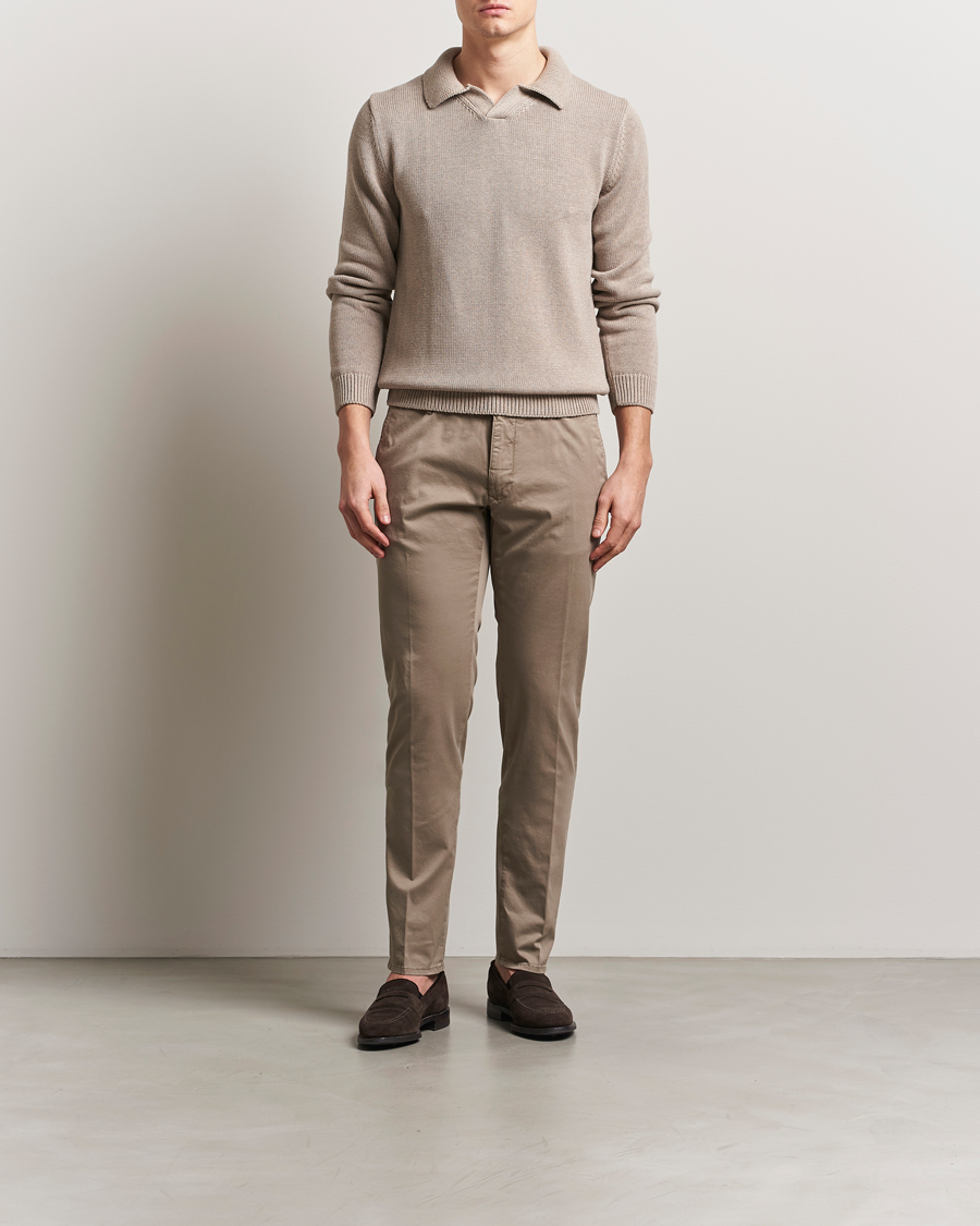 Hombres | Pantalones | Incotex | Slim Fit Garment Dyed Slacks Brown