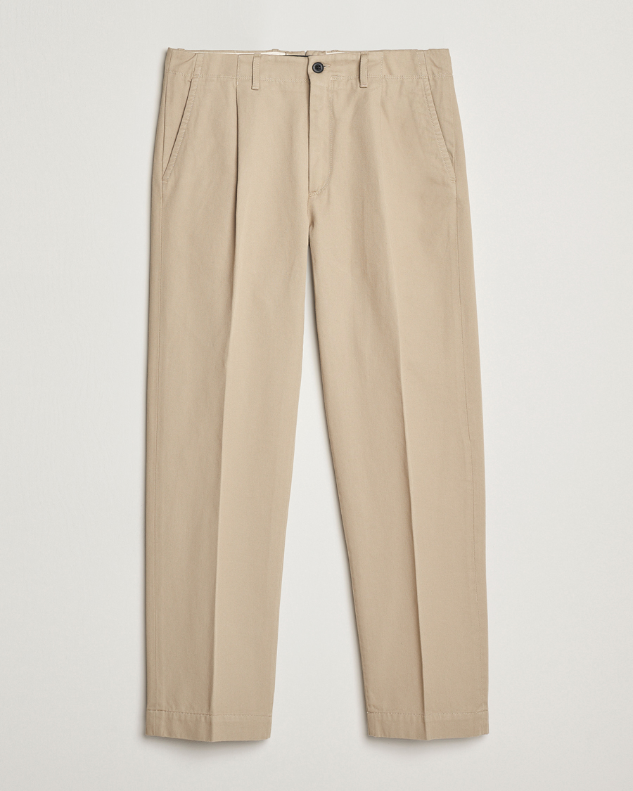Hombres | Pantalones | Incotex | Regular Fit Uniform Cotton Slacks Beige