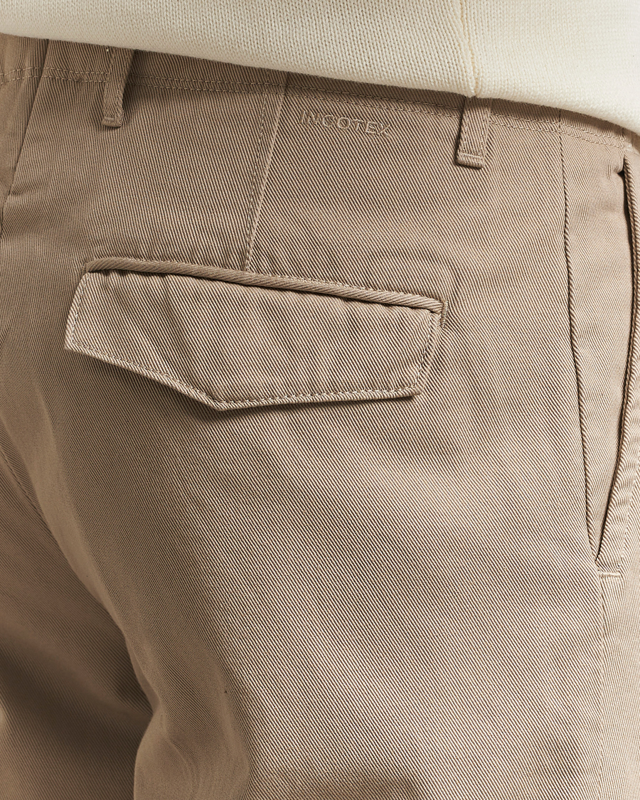 Hombres | Pantalones | Incotex | Regular Fit Uniform Cotton Slacks Beige