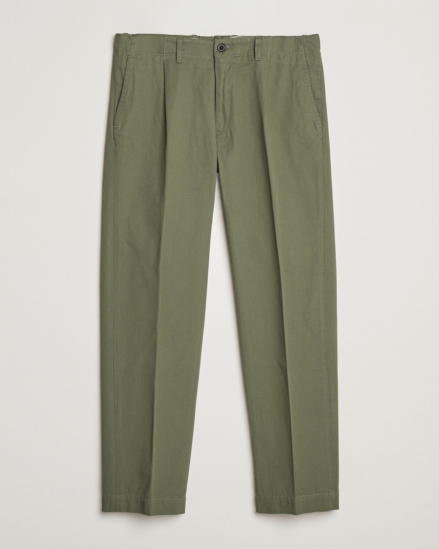 Hombres | Pantalones | Incotex | Regular Fit Uniform Cotton Slacks Military
