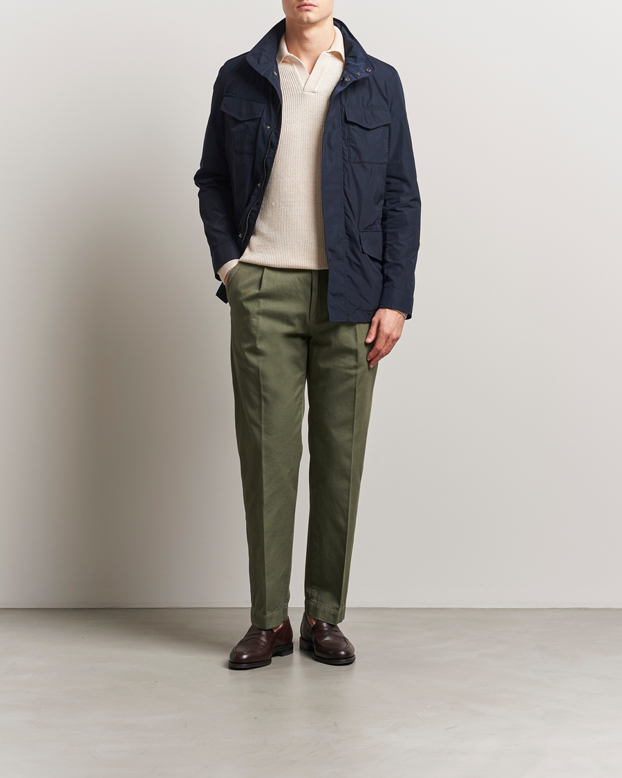 Hombres | Pantalones | Incotex | Regular Fit Uniform Cotton Slacks Military