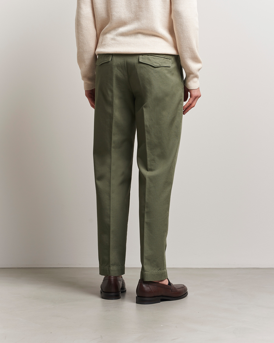 Hombres | Pantalones | Incotex | Regular Fit Uniform Cotton Slacks Military