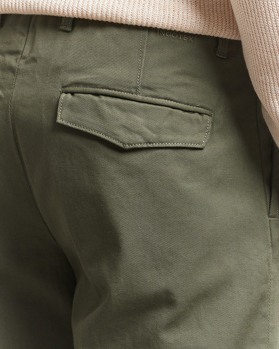 Hombres | Pantalones | Incotex | Regular Fit Uniform Cotton Slacks Military