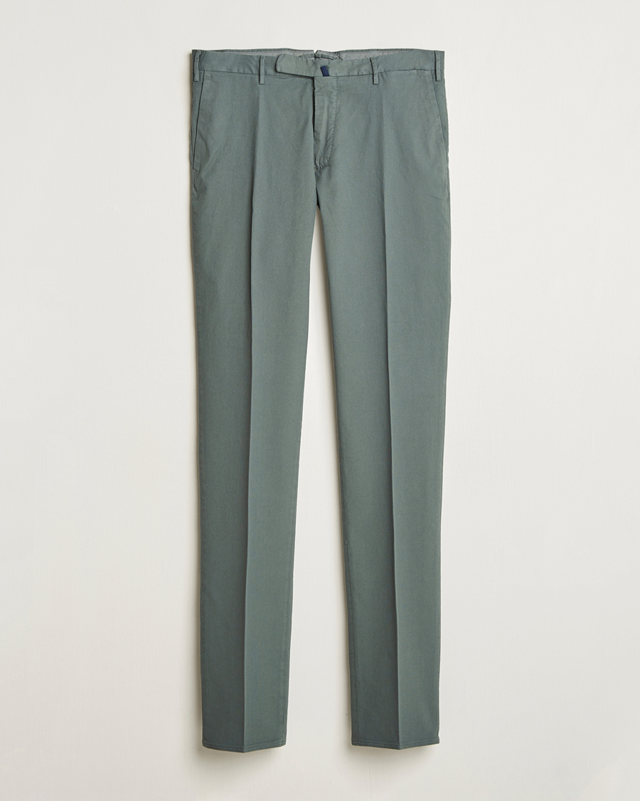 Hombres | Pantalones | Incotex | Slim Fit Micro Structure Cotton Chinos Green