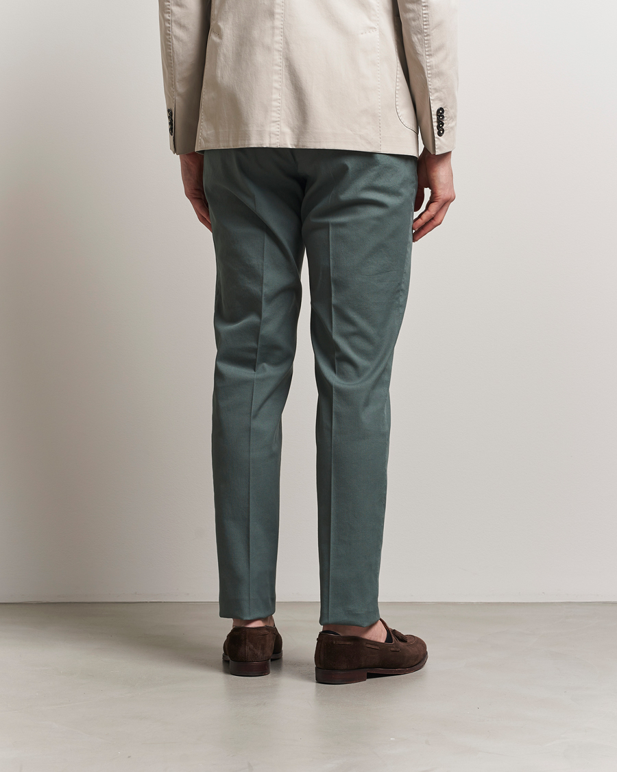 Hombres | Pantalones | Incotex | Slim Fit Micro Structure Cotton Chinos Green