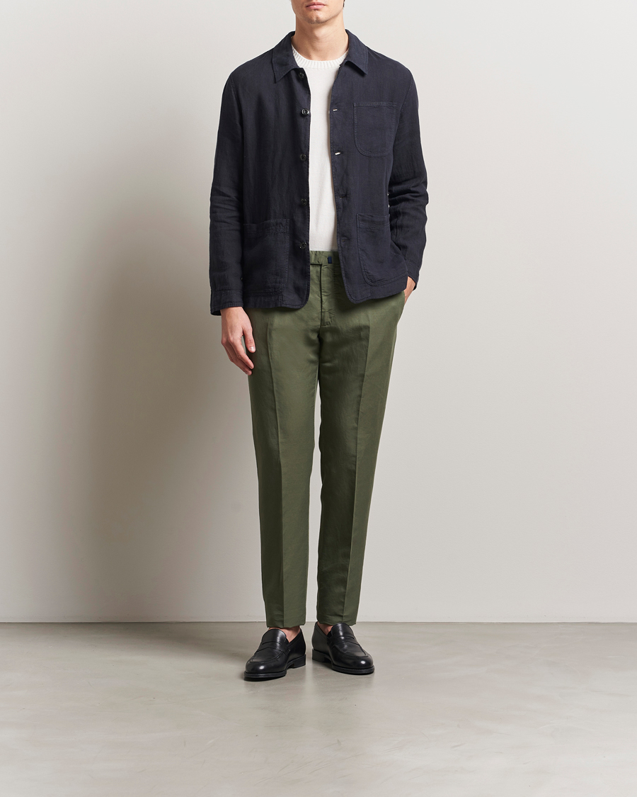 Hombres | Pantalones | Incotex | Slim Fit Chinolino Trousers Green