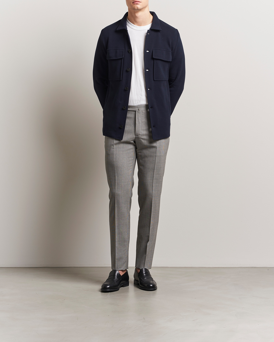 Hombres | Pantalones | Incotex | Slim Fit Micro Houndstooth Wool Trousers Light Grey