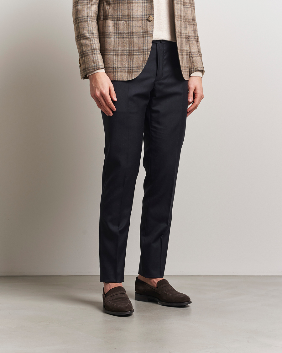 Hombres | Pantalones | Incotex | Slim Fit Super 100s Wool Trousers Navy