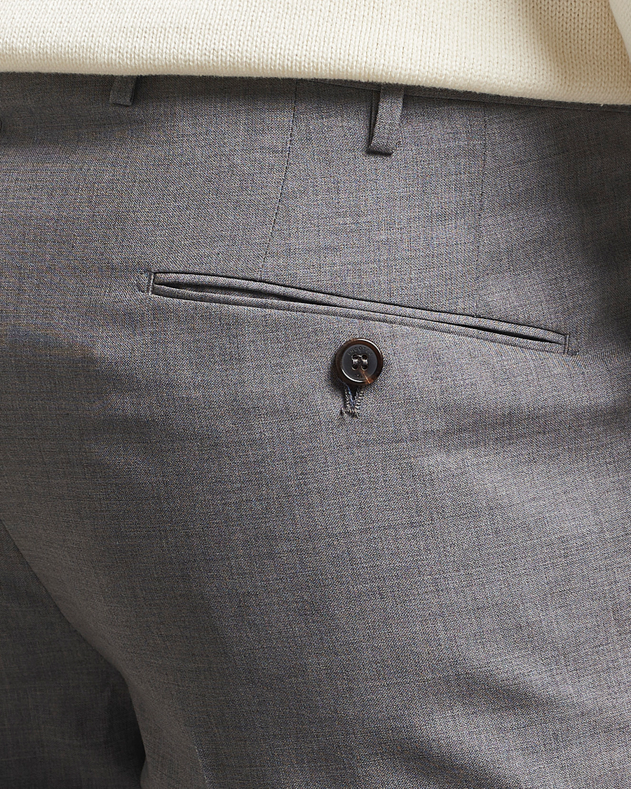 Hombres | Pantalones | Incotex | Slim Fit Super 100s Wool Trousers Light Grey