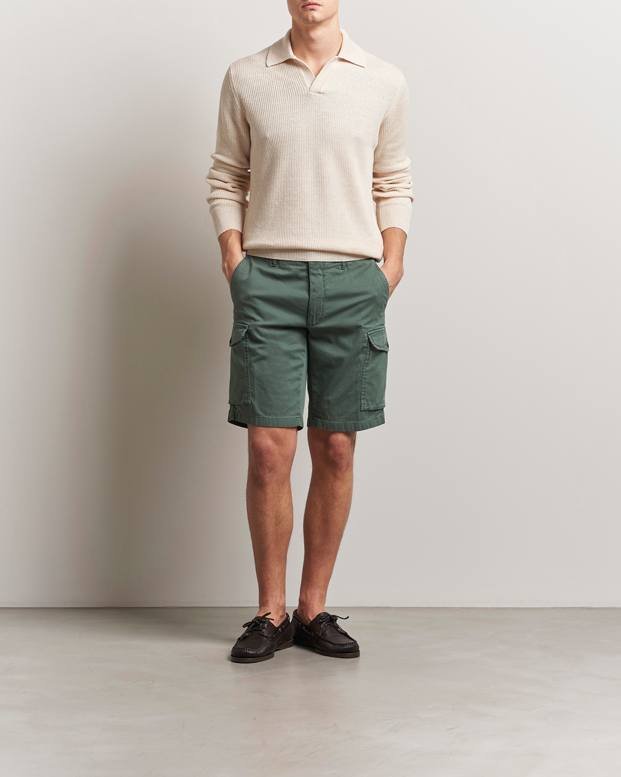 Hombres | Pantalones cortos | Incotex | Cotton Cargo Shorts Bottle Green