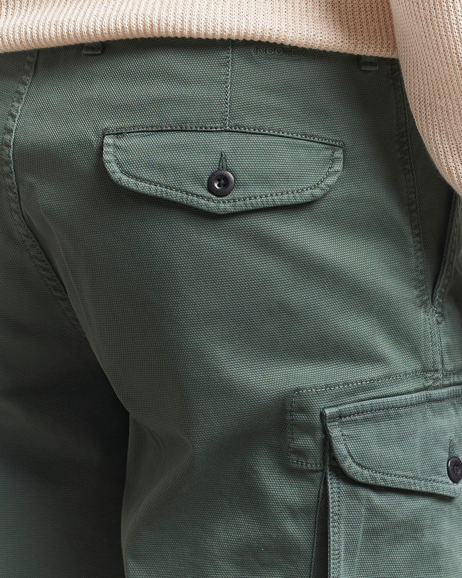Hombres | Pantalones cortos | Incotex | Cotton Cargo Shorts Bottle Green
