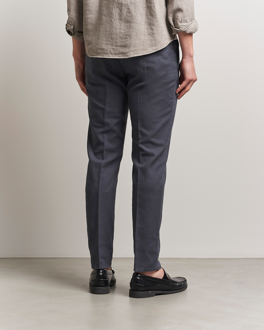 Hombres | Pantalones | Incotex | Slim Fit Basket Weave Cotton Slacks Dark Grey