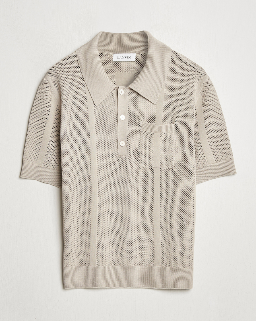 Hombres | Jerséis y prendas de punto | Lanvin | Striped Jacquard Polo Light Beige