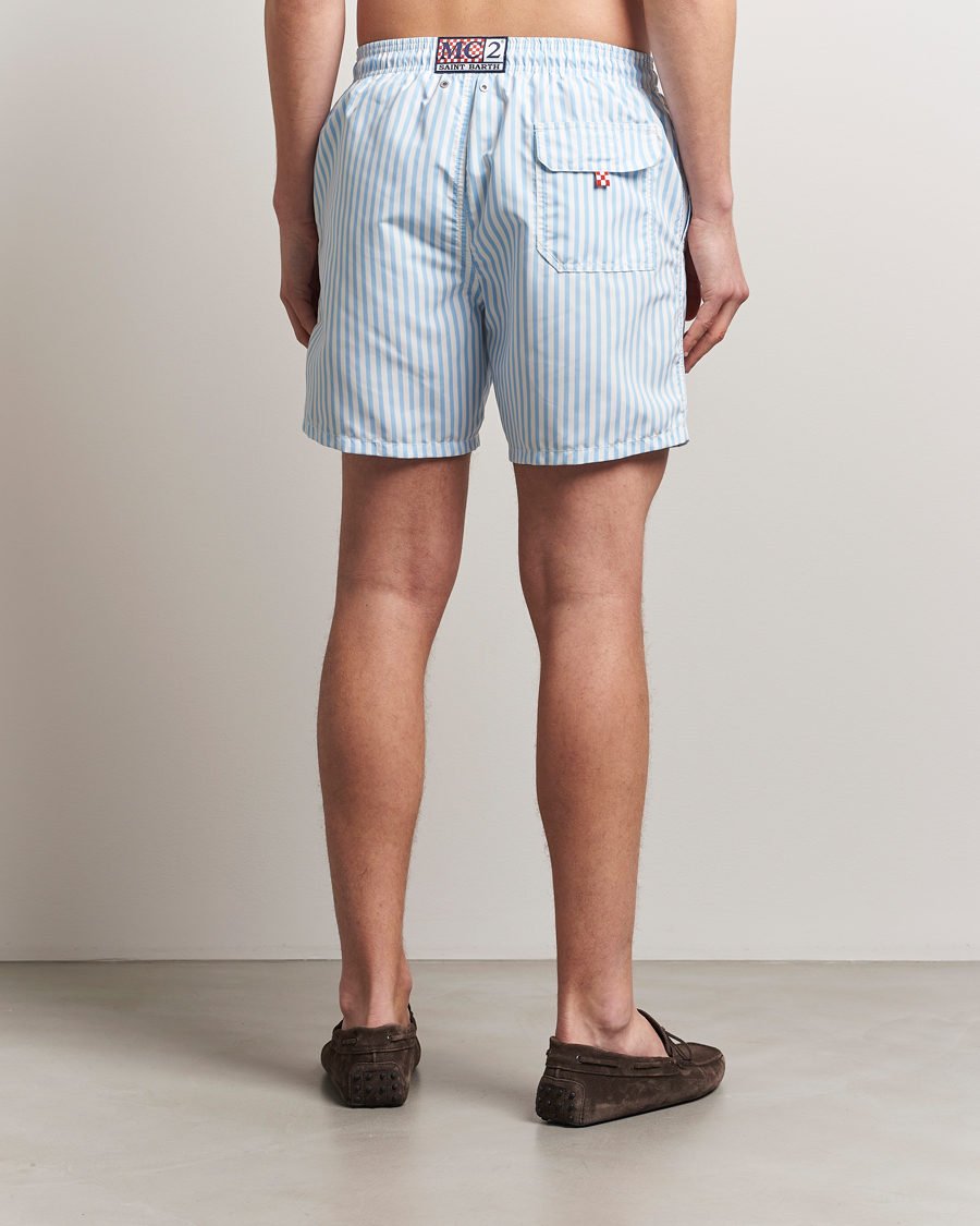 Hombres | Bañadores | MC2 Saint Barth | Printed Nylon Swim Shorts Light Blue Stripes