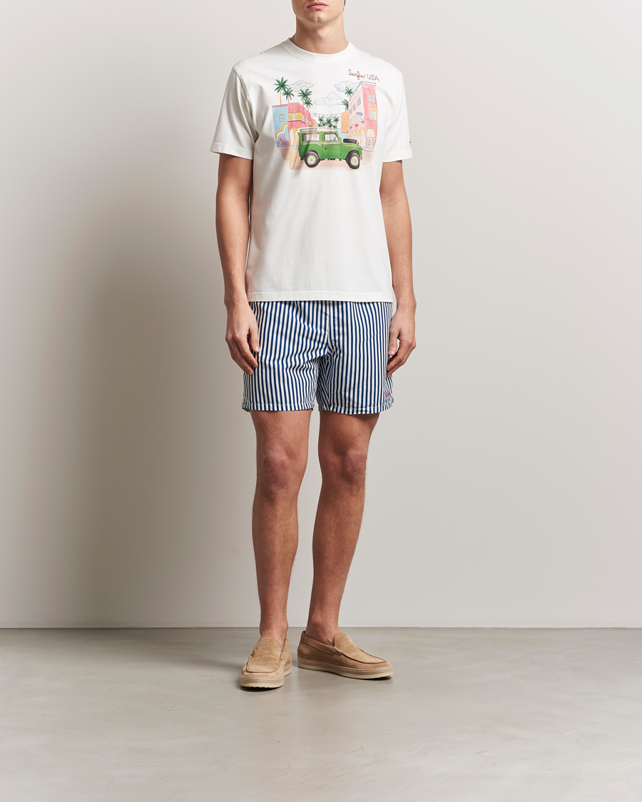 Hombres | Bañadores | MC2 Saint Barth | Printed Nylon Swim Shorts Dark Blue Stripes