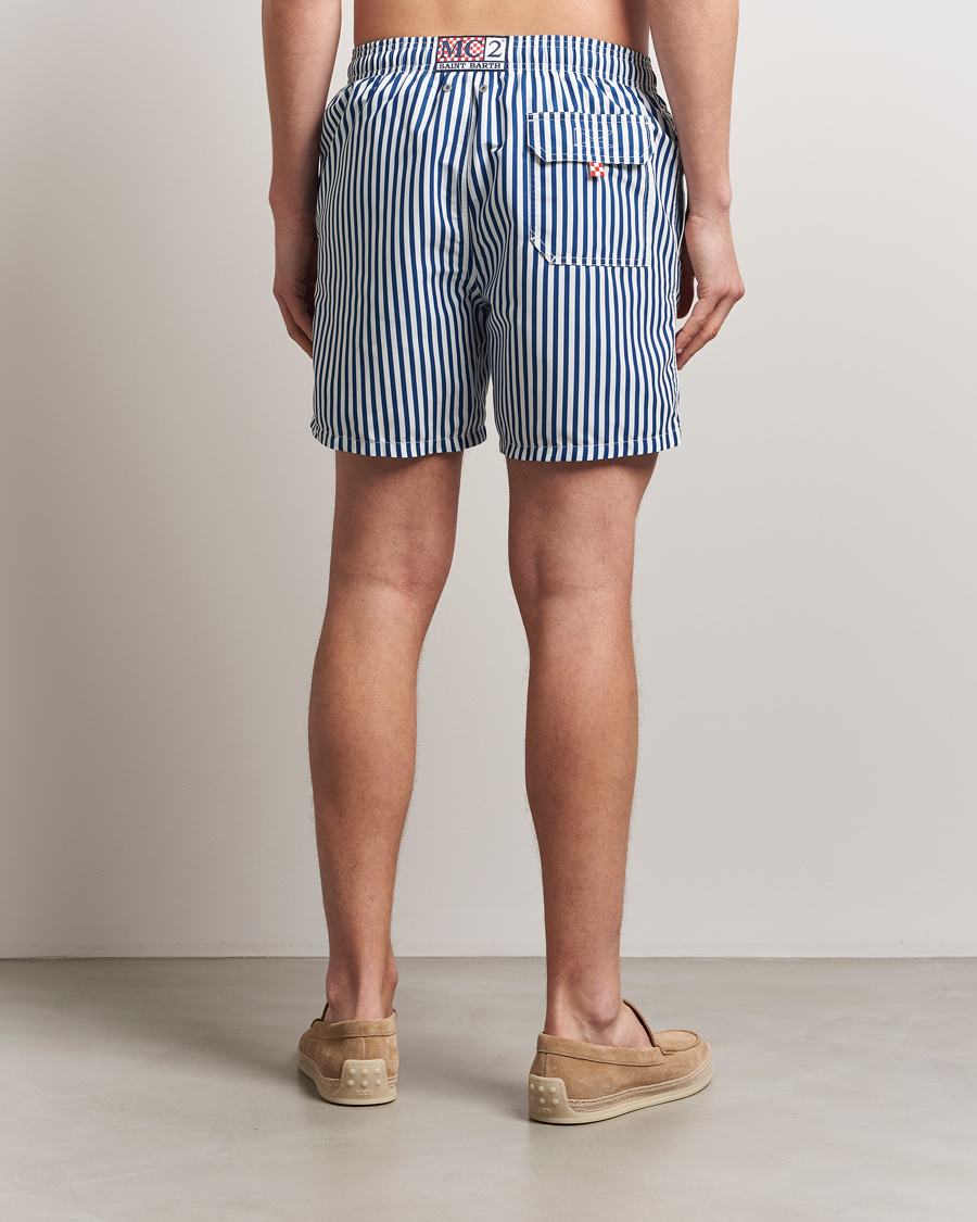 Hombres | Bañadores | MC2 Saint Barth | Printed Nylon Swim Shorts Dark Blue Stripes