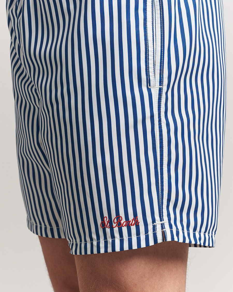 Hombres | Bañadores | MC2 Saint Barth | Printed Nylon Swim Shorts Dark Blue Stripes