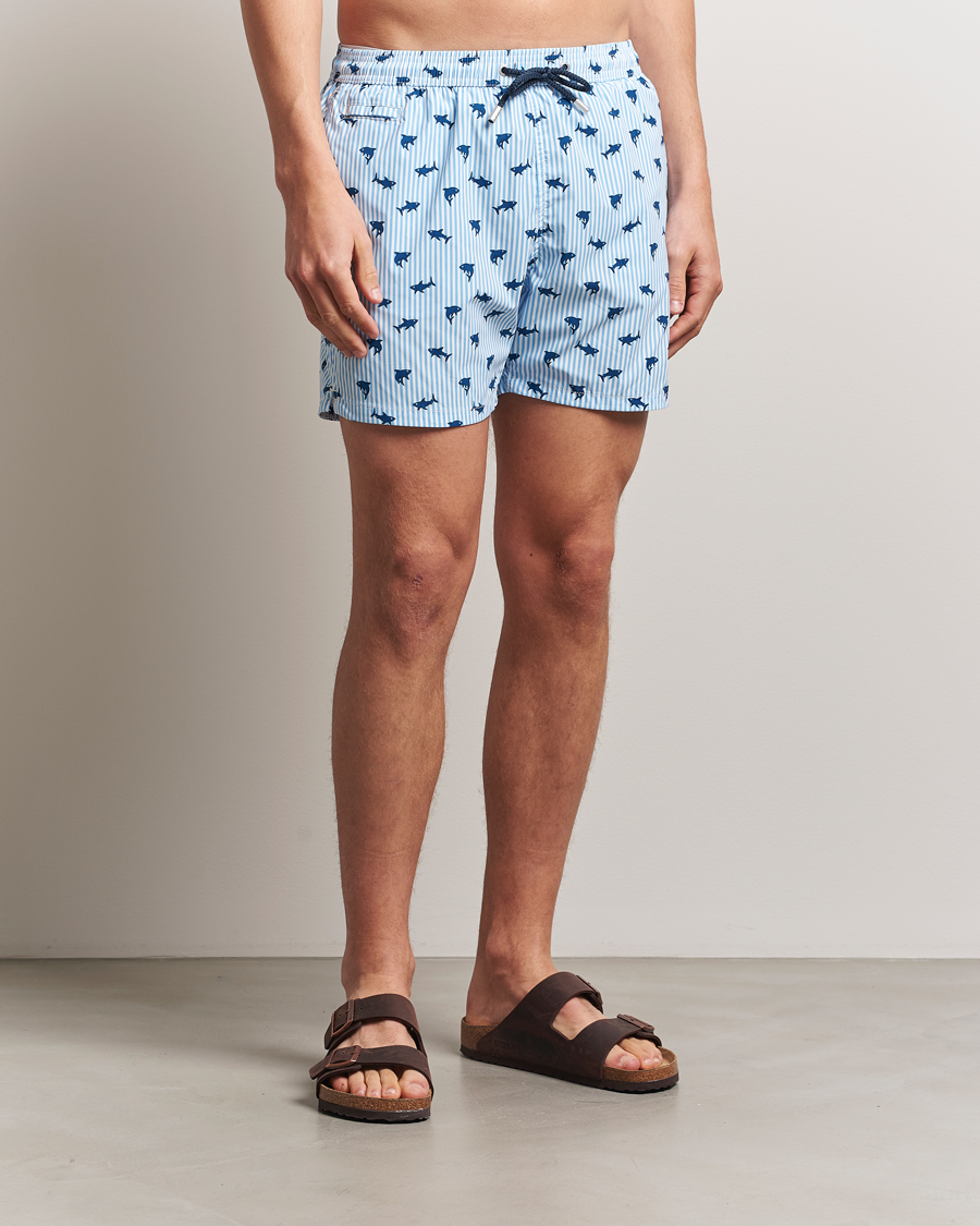 Hombres | Bañadores | MC2 Saint Barth | Printed Swim Shorts Blue Shark Trouble Stripes