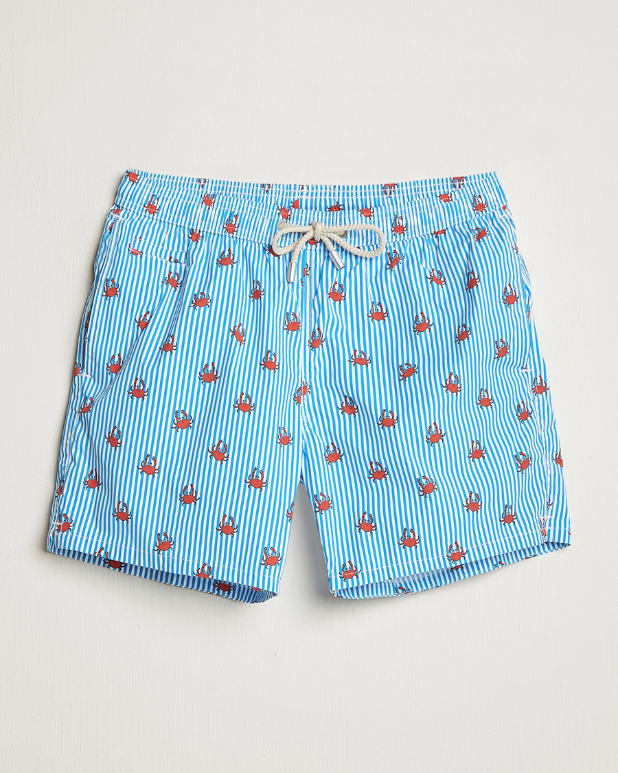 Hombres | Bañadores | MC2 Saint Barth | Printed Nylon Swim Shorts Blue Crab Stripes