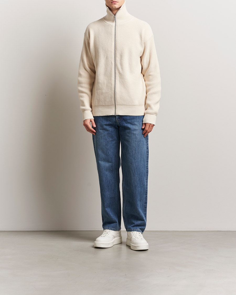 Hombres | Jerséis y prendas de punto | Jil Sander | Rib Full Zip Cardigan Porcelain