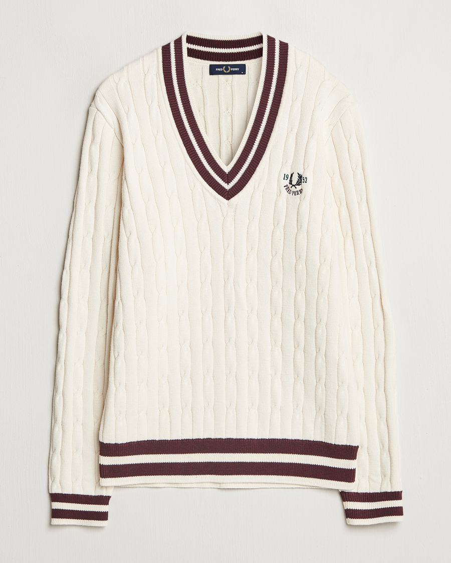 Hombres | Jerséis y prendas de punto | Fred Perry | Cable Knitted Tennis Sweater Ecru