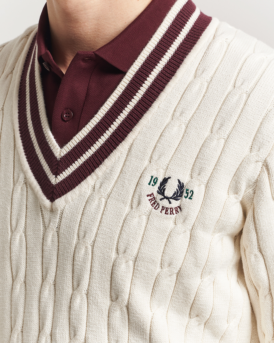 Hombres | Jerséis y prendas de punto | Fred Perry | Cable Knitted Tennis Sweater Ecru