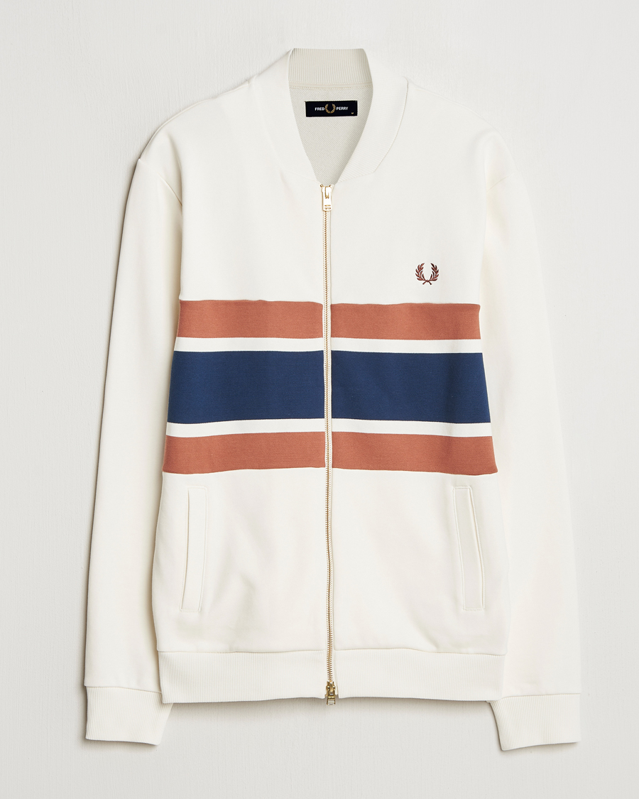Hombres | Jerséis y prendas de punto | Fred Perry | Paneled Full Zip Sweatshirt Light Ecru