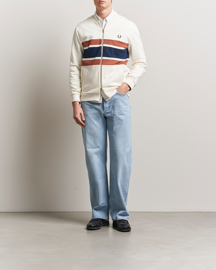 Hombres | Jerséis y prendas de punto | Fred Perry | Paneled Full Zip Sweatshirt Light Ecru