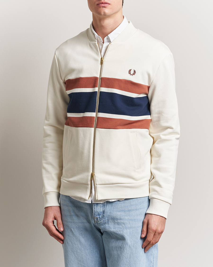 Hombres | Jerséis y prendas de punto | Fred Perry | Paneled Full Zip Sweatshirt Light Ecru