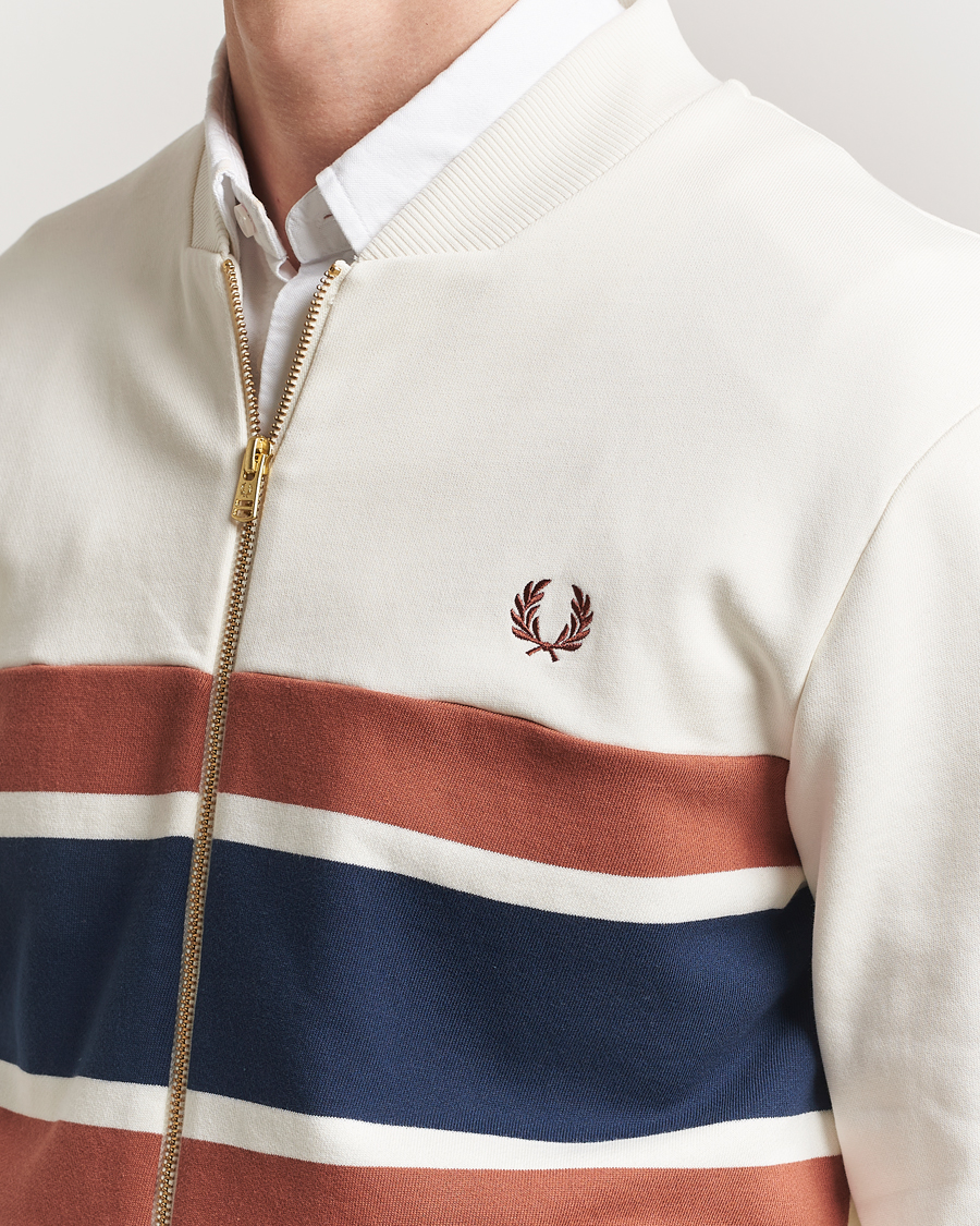 Hombres | Jerséis y prendas de punto | Fred Perry | Paneled Full Zip Sweatshirt Light Ecru