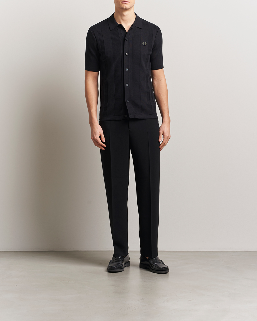 Hombres | Camisas | Fred Perry | Knitted Short Sleeve Shirt Black